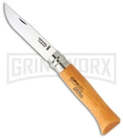 Opinel Knives No. 8 Beech Wood Traditional Folding Knife - Carbon Steel Plain