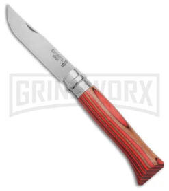 Opinel Knives No. 8 Laminated Red Birchwood Folding Knife - Stainless Steel