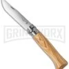 Opinel Knives No. 8 Olive Wood Folding Knife W/Sheath - Stainless Steel