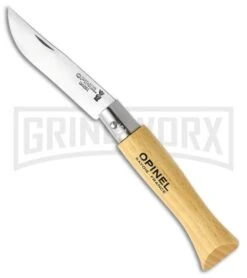 Opinel Knives No. 5 Beech Wood Folding Knife - Stainless Steel Plain