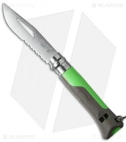 Opinel Knives No. 8 Outdoor Stainless Steel Knife Green (3.25" Satin Serr)