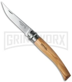 Opinel Knives Slim No. 8 Olive Wood Folding Knife - Stainless Steel