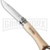 Opinel Knives No. 7 Beech Wood Folding Knife W/ Lanyard - Stainless Steel Plain