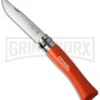 Opinel Knives No. 7 Beech Wood Orange Folding Knife - Stainless Steel Plain