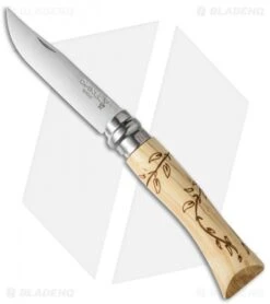 Opinel No. 7 Nature "Leaves" Stainless Steel Knife Beech Wood (3" Satin)