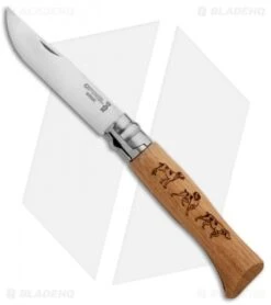 Opinel Knives No. 8 Stainless Steel Knife Oak (3.25" Satin) #8 SS Dogs
