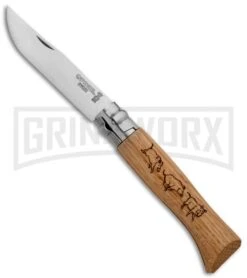 Opinel Knives No. 8 Oak Folding Knife Boar - Stainless Steel