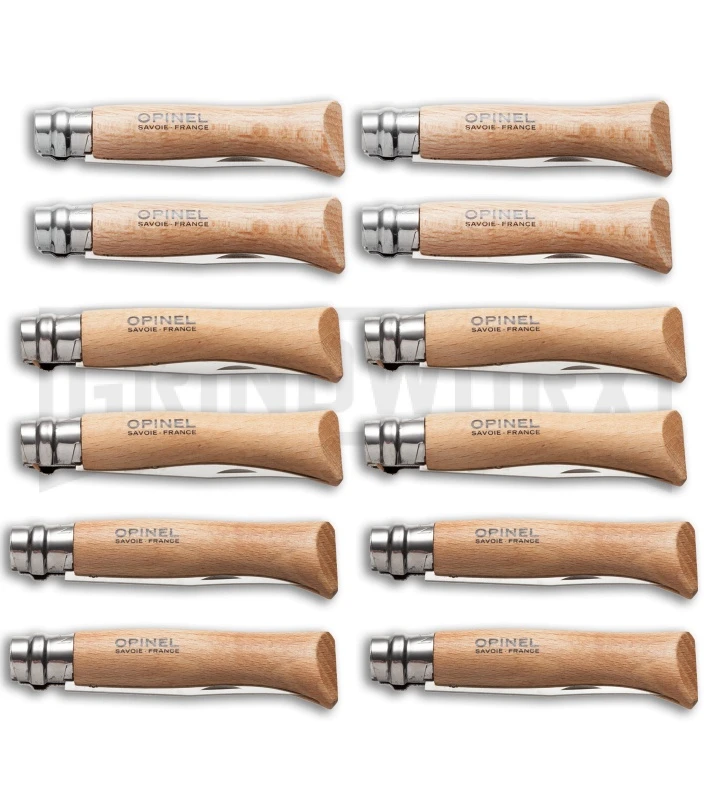 Opinel Knives No. 6, 7 & 8 Stainless Steel Folding Knife Set - 12 Piece