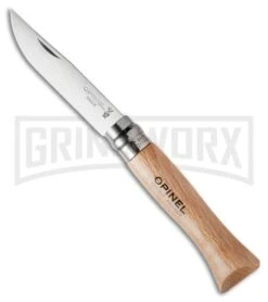 Opinel Knives No. 6 Beech Wood Folding Knife - Stainless Steel Plain